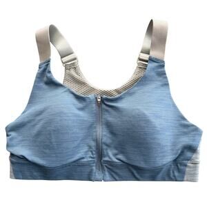 Outdoor Voices Blue Powerhouse Bra Zip Up Front Full Support Size M C/D Cup